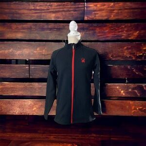 Spyder Big Boys Constant Black Red Full Zip Stryke Lined Sweater Jacket Size XL